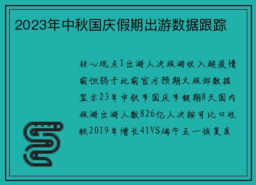 2023年中秋国庆假期出游数据跟踪